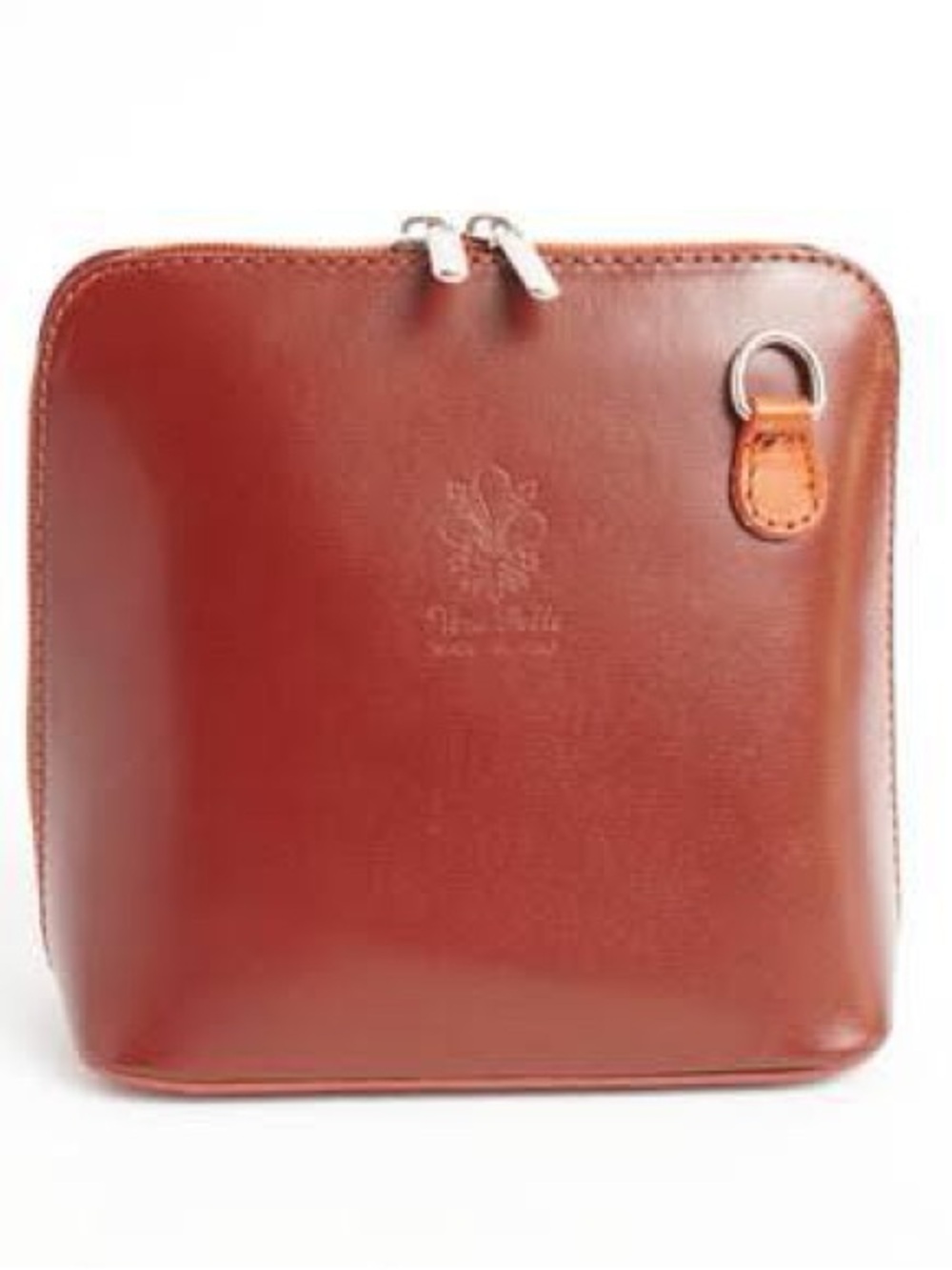 Vera Pelle Smooth Leather Crossbody Bag in Chestnut